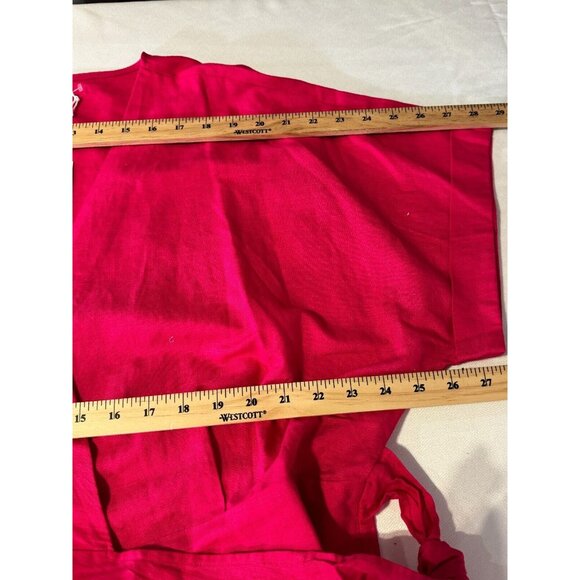 NWT Hudson North Fushsia Pink Red Linen Blend Wrap Belted Summer Dress Sz 2XL - Picture 12 of 15